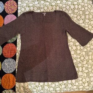 J. Jill Women's Scoop Neck Brown Sweater